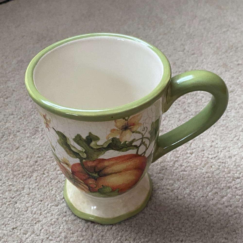 Floral Green and Cream Mug